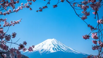 Mount Fuji with snow on the summit